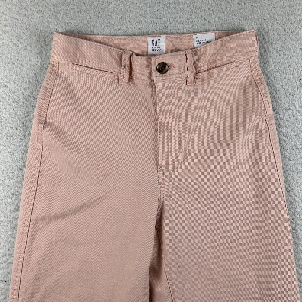 Gap Pants Womens 0 Pink High Rise Wide Leg Crop Twill Stretch Chino Spring - Picture 5 of 14